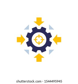 Integration concept vector icon with cogwheel and arrows