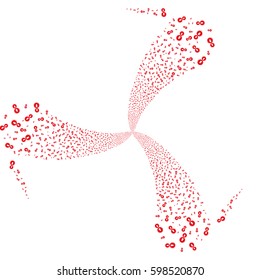 Integration fireworks swirl rotation. Vector illustration style is flat red iconic symbols on a white background. Object twirl organized from random design elements.