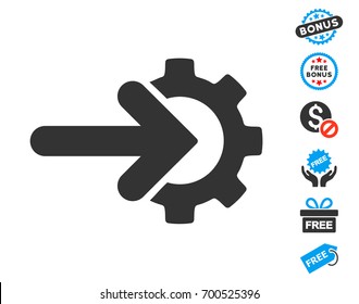Integration Gear gray icon with free bonus symbols. Vector illustration style is flat iconic symbols.
