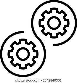 Icono de línea de integración de engranajes de integración