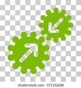 Integration Gears icon. Vector illustration style is flat iconic symbol, eco green color, transparent background. Designed for web and software interfaces.