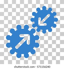 Integration Gears icon. Vector illustration style is flat iconic symbol, cobalt color, transparent background. Designed for web and software interfaces.