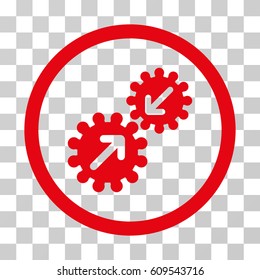 Integration Gears icon. Vector illustration style is flat iconic symbol, red color, transparent background. Designed for web and software interfaces.