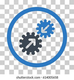 Integration Gears icon. Vector illustration style is flat iconic bicolor symbol, smooth blue colors, transparent background. Designed for web and software interfaces.