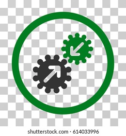 Integration Gears icon. Vector illustration style is flat iconic bicolor symbol, green and gray colors, transparent background. Designed for web and software interfaces.