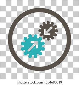 Integration Gears vector pictogram. Illustration style is flat iconic bicolor grey and cyan symbol on a transparent background.