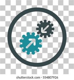 Integration Gears vector pictogram. Illustration style is flat iconic bicolor soft blue rounded symbol on a transparent background.