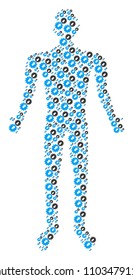 Integration human figure. Vector integration icons are grouped into male combination.