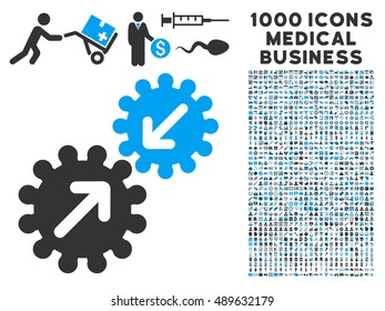 Integration icon with 1000 medical business bicolor blue and gray vector pictographs. Design style is flat symbols, white background.