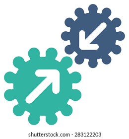 Integration icon from Business Bicolor Set. Vector style: bicolor flat symbol, cobalt and cyan colors, rounded angles, white background.