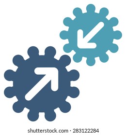 Integration icon from Business Bicolor Set. Vector style: bicolor flat symbol, cyan and blue colors, rounded angles, white background.