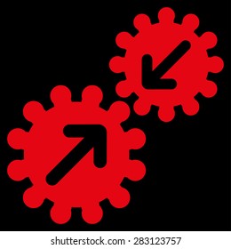 Integration icon from Business Bicolor Set. Vector style: flat symbol, red color, rounded angles, black background.
