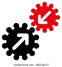 Integration icon from Business Bicolor Set. Vector style: bicolor flat symbol, intensive red and black colors, rounded angles, white background.
