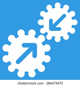 Integration icon from Business Bicolor Set. Vector style: flat symbol, white color, rounded angles, blue background.