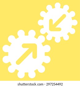 Integration icon from Business Bicolor Set. Vector style is flat symbol, white color, rounded angles, yellow background.