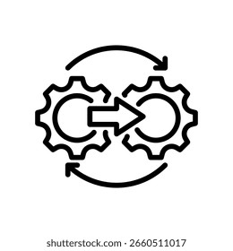 Ilustración vectorial de línea de icono de integración