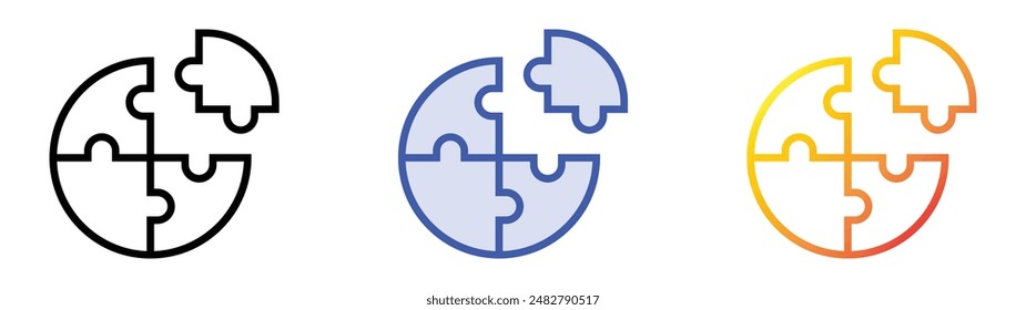 integration icon. Linear, Blue Fill and Gradient Style Design Isolated On White Background