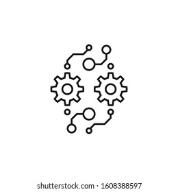 Integration icon on white background, automation concept, vector line icon