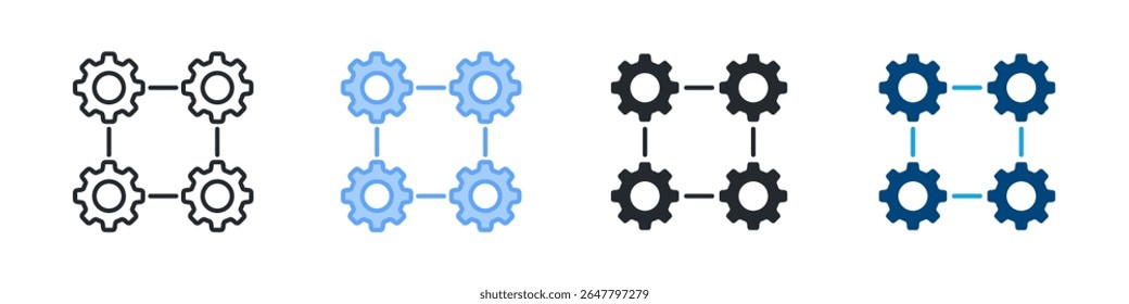Integration Icon Set Multiple Style. Designed In Outline, Blue, Glyph, Dual Tone