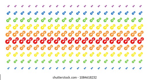 Integration icon spectral halftone pattern. Vector pictograms organized into halftone matrix with vertical spectral gradient. Constructed for backgrounds, covers, templates and abstract effects.
