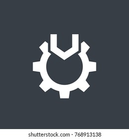 Integration icon, vector pictogram with gear