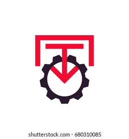 Integration icon, vector sign with gear