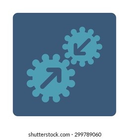 Integration icon. Vector style is cyan and blue colors, flat rounded square button on a white background.