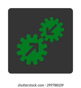 Integration icon. Vector style is green and gray colors, flat rounded square button on a white background.