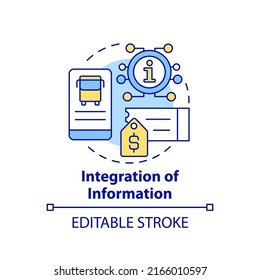 Integration of information concept icon. Mobile app. Maas integration level abstract idea thin line illustration. Isolated outline drawing. Editable stroke. Arial, Myriad Pro-Bold fonts used