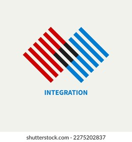 Integration, interaction sign. Business concept. Interact logo, minimal business icon. Abstract shapes