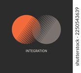 Integration, interaction sign. Round business concept. Interact logo, minimal business icon. Union flat concept