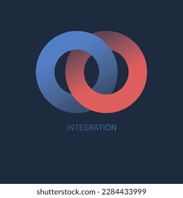 Integration, interaction sign. Round business concept. Interact logo, minimal business icon. Abstract circles