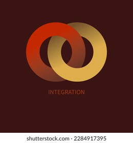 Integration, interaction sign. Round business concept. Interact logo, minimal business icon. Abstract circles