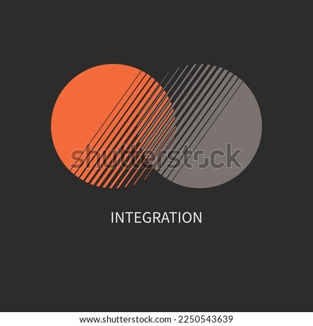 Integration, interaction sign. Round business concept. Interact logo, minimal business icon. Union flat concept