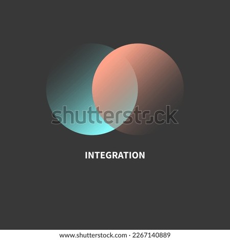 Integration, interaction sign. Round business concept. Interact logo, minimal business icon. Abstract circles