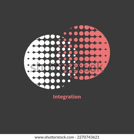 Integration, interaction sign. Round business concept. Interact logo, minimal business icon. Abstract circles