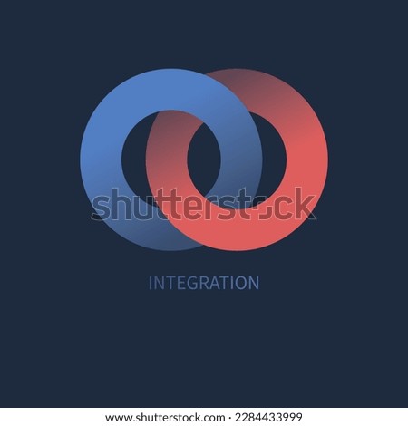 Integration, interaction sign. Round business concept. Interact logo, minimal business icon. Abstract circles Stock foto © 