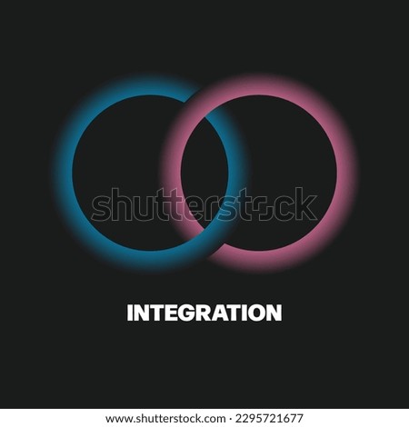 Integration, interaction sign. Round business concept. Interact logo, minimal business icon. Abstract circles