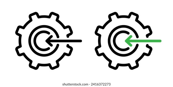 Icono de línea de integración. Tech Integrar el icono del sistema en color blanco y negro.