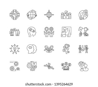 Integration line icons, signs, vector set, outline illustration concept 