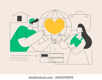 Integration of migrants abstract concept vector illustration. Society accepted migrants, integration courses, study at school, learn foreign languages, reading book, refugee group abstract metaphor.