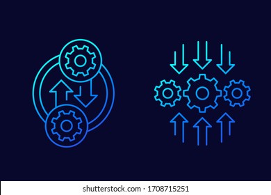 Integration or optimization line icons, vector