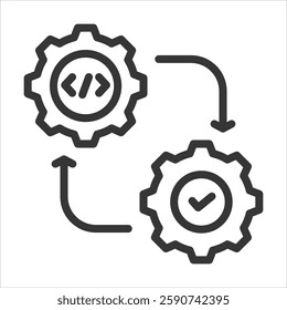 It Integration Outline Icon Vector Illustration