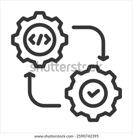 It Integration Outline Icon Vector Illustration