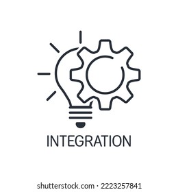 Integration process. Vector linear icon isolated on white background.
