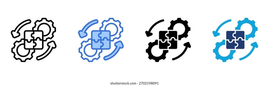 Ícone Projetos de Integração Ilustração de Vetor com Vários Estilos