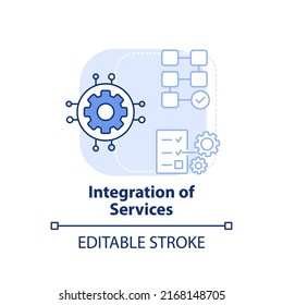 Integration Of Services Light Blue Concept Icon. Complex System. Maas Component Abstract Idea Thin Line Illustration. Isolated Outline Drawing. Editable Stroke. Arial, Myriad Pro-Bold Fonts Used