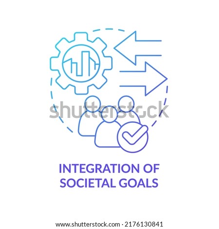 Integration of societal goals blue gradient concept icon. Livable city. Maas integration level abstract idea thin line illustration. Isolated outline drawing. Myriad Pro-Bold font used