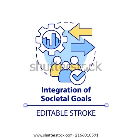 Integration of societal goals concept icon. Maas integration level abstract idea thin line illustration. Isolated outline drawing. Editable stroke. Arial, Myriad Pro-Bold fonts used