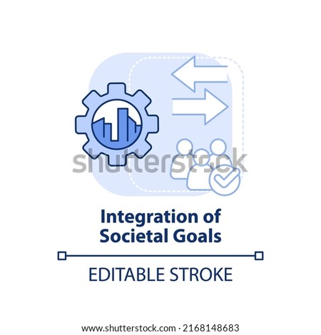 Integration of societal goals light blue concept icon. Maas integration level abstract idea thin line illustration. Isolated outline drawing. Editable stroke. Arial, Myriad Pro-Bold fonts used